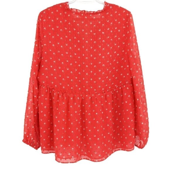 Matilda Jane Must Be Love Top Coral Women's M Swiss Dot Preppy Spring Summer - Picture 2 of 9